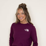 The North Face Logo Long Sleeve T-Shirt for Women in Boysenberry Red 