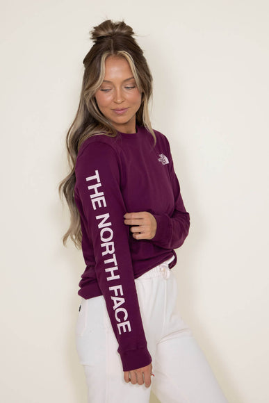The North Face Logo Long Sleeve T-Shirt for Women in Boysenberry Red 