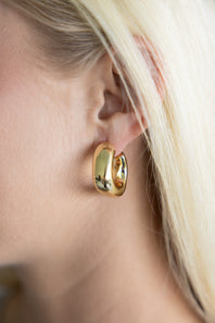 Thick Rectangle Hoop Earrings for Women in Gold