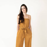 Thin Strap Jumpsuit with Tie for Women in Brown