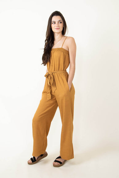 Thin Strap Jumpsuit with Tie for Women in Brown