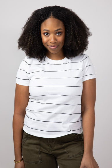Thread & Supply Asher Striped T-Shirt for Women in White Black