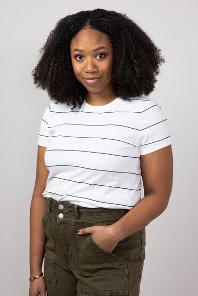 Thread & Supply Asher Striped T-Shirt for Women in White Black