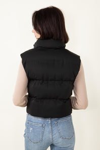Thread & Supply Issey Cropped Puffer Vest for Women in Black 
