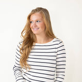 Thread & Supply Brynn Navy Stripe Shirt for Women in White