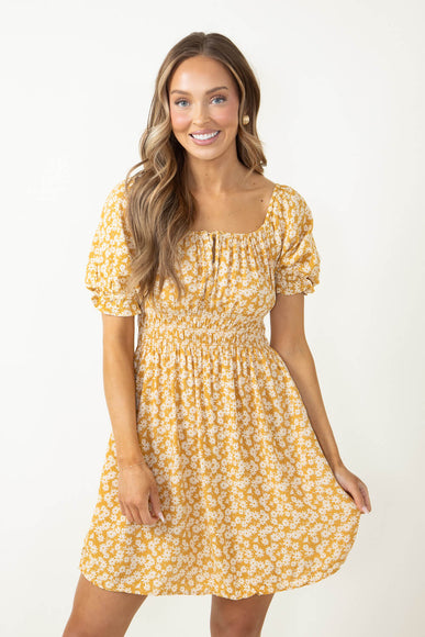 Thread & Supply Short Sleeve Caroline Dress for Women in Yellow