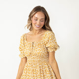 Thread and Supply Short Sleeve Caroline Dress for Women in Yellow