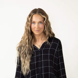Thread & Supply Eve Button Up Shirt for Women in Black White Plaid