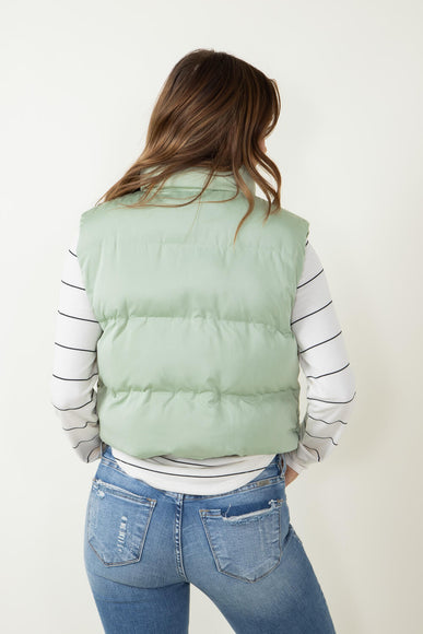Thread & Supply Issey Cropped Puffer Vest for Women in Sage Green