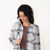 Thread & Supply Lewis Button Up Shirt for Women in Black and Brown Plaid