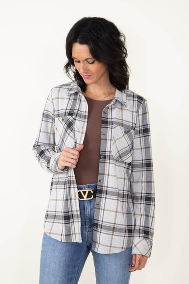 Thread & Supply Lewis Button Up Shirt for Women in Black and Brown Plaid