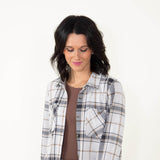 Thread & Supply Lewis Button Up Shirt for Women in Black and Brown Plaid
