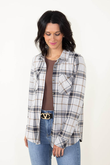 Thread & Supply Lewis Button Up Shirt for Women in Black and Brown Plaid