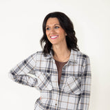 Thread & Supply Lewis Button Up Shirt for Women in Black and Brown Plaid