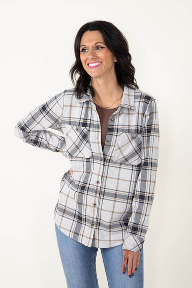 Thread & Supply Lewis Button Up Shirt for Women in Black/Brown Plaid