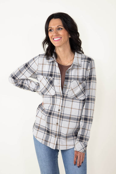 Thread & Supply Lewis Button Up Shirt for Women in Black and Brown Plaid