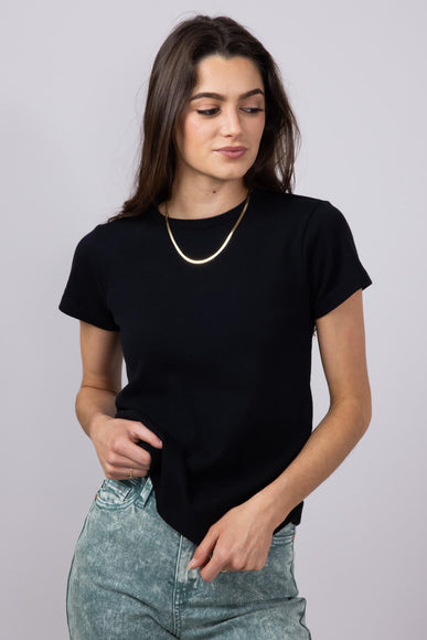Thread & Supply Lexi Ribbed T-Shirt for Women in Black