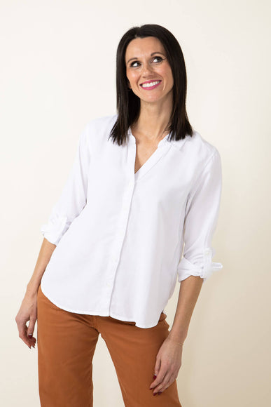 Thread & Supply Presley V-Neck Button Up Shirt for Women in White