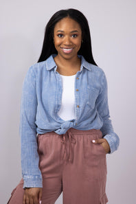 Thread & Supply Riley Button Up Shirt for Women in Blue