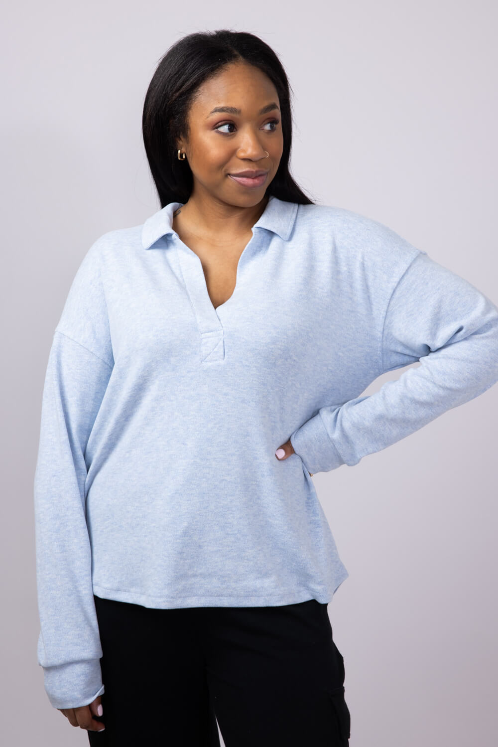 Thread & Supply Taylor Johnny Collar Shirt for Women in Sky