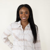Thread & Supply Lewis Button Up Shirt for Women in Cream Taupe Plaid