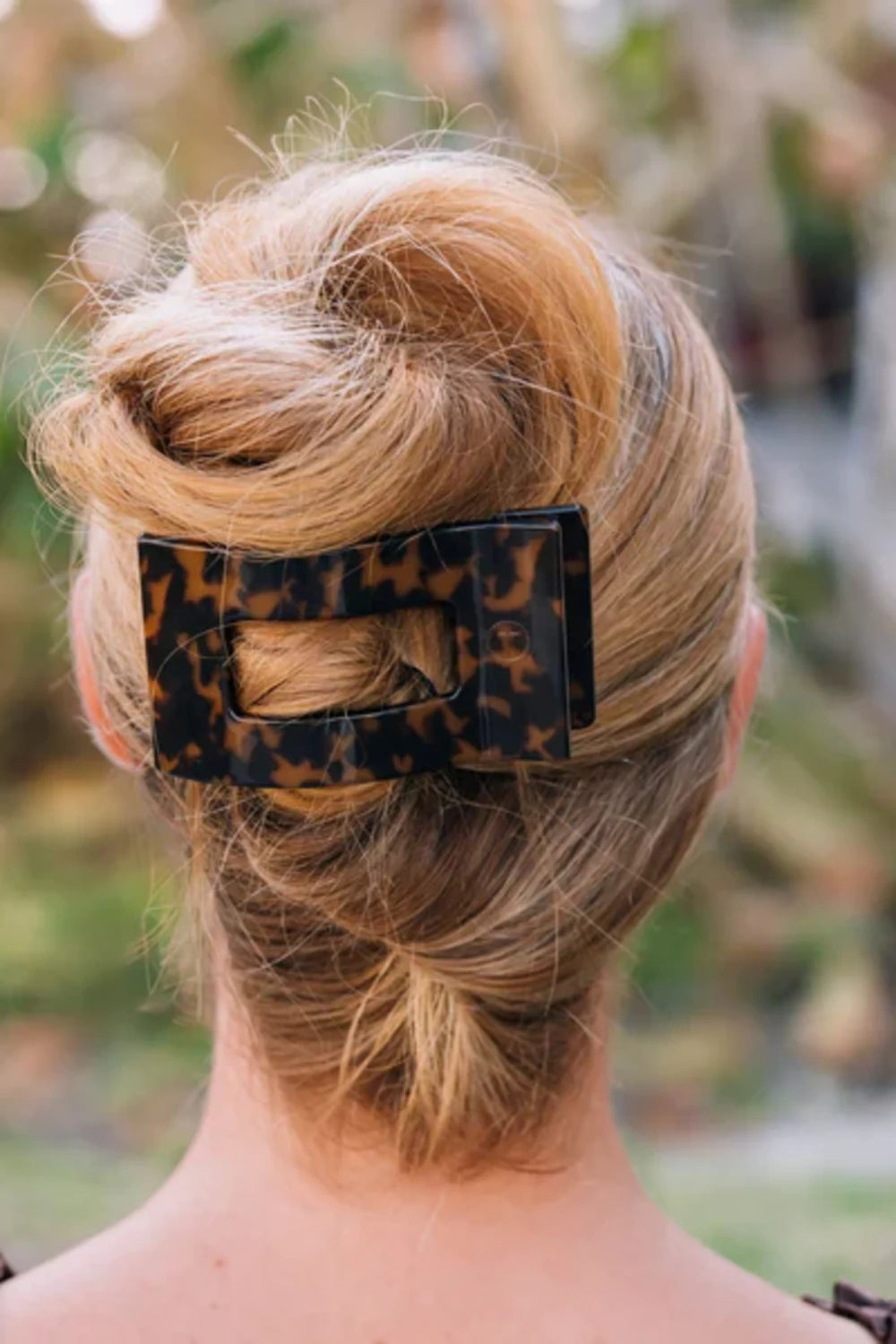 Teleties Large Flat Rectangle Clip in Tortoise 