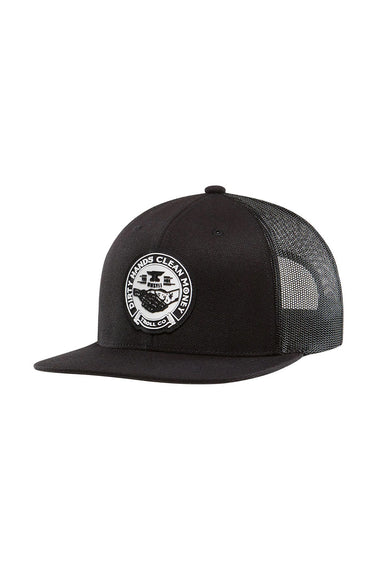 Troll Co. Haggler Flat Brim Trucker Hat for Men in Black