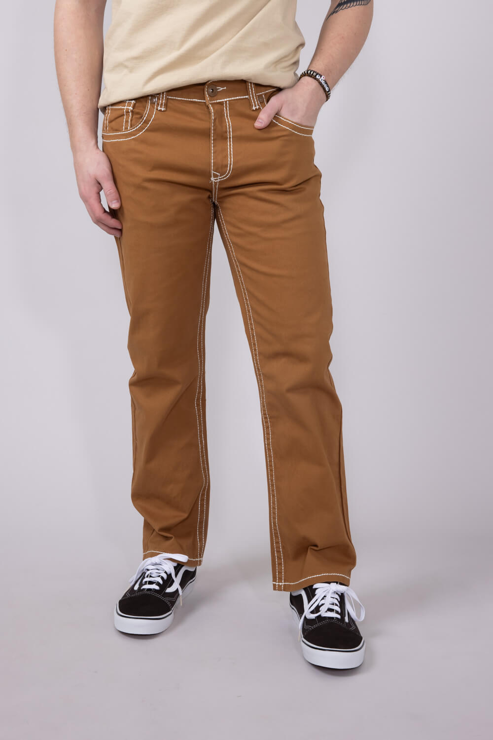 Brown Jeans For Men's Boot Cut Corduroy Pants True Luck Blake