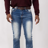 True Luck Calvin Straight Jeans for Men in Medium Wash