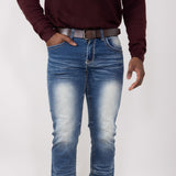 True Luck Calvin Straight Jeans for Men in Medium Wash
