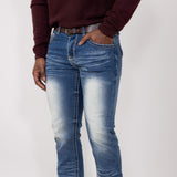True Luck Calvin Straight Jeans for Men in Medium Wash