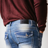True Luck Calvin Straight Jeans for Men in Medium Wash