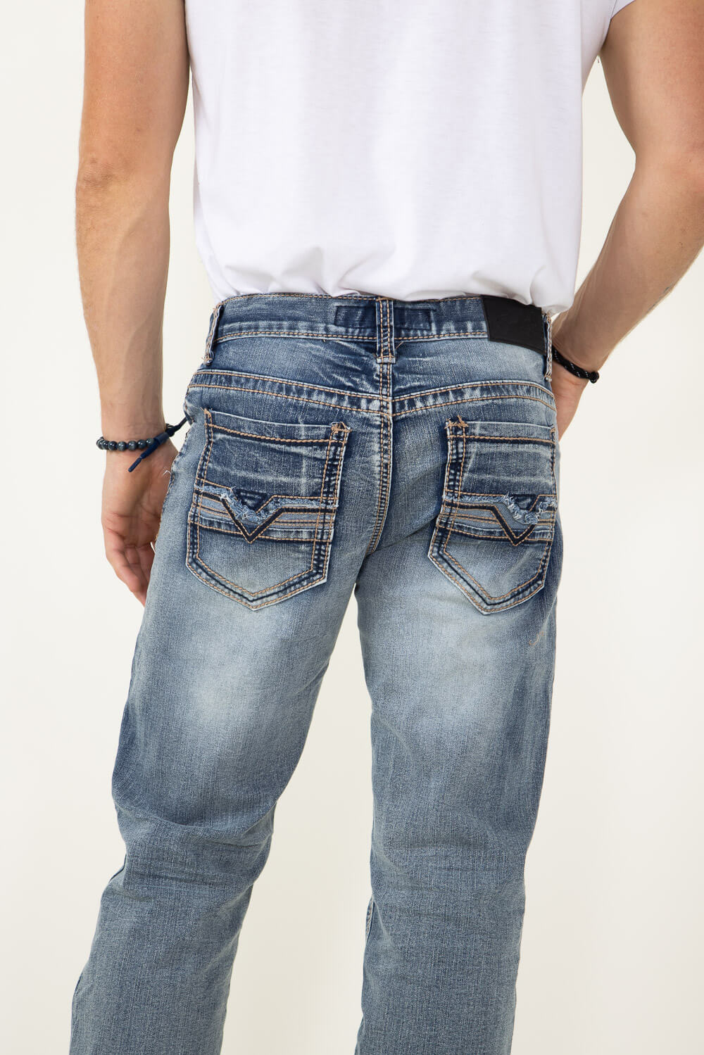 Mens stretch bootcut jeans on sale