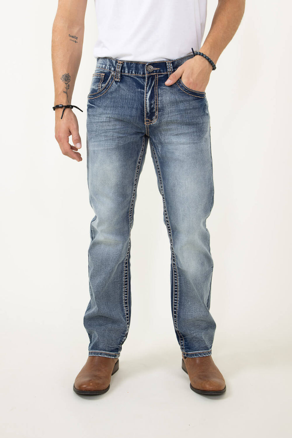 True Luck Arlington Bootcut Stretch Jeans for Men