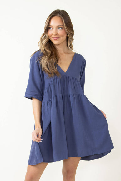 Tunic Baby Doll Dress for Women in Blue