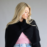 Turtleneck Shrug Bolero Sweater for Women in Black