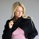 Turtleneck Shrug Bolero Sweater for Women in Black