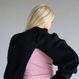 Turtleneck Shrug Bolero Sweater for Women in Black