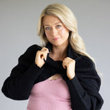 Turtleneck Shrug Bolero Sweater for Women in Black