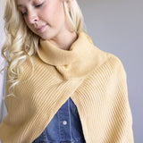 Turtleneck Shrug Bolero Sweater for Women in Beige