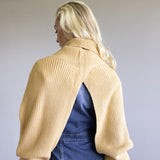 Turtleneck Shrug Bolero Sweater for Women in Beige