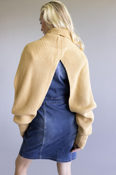Turtleneck Shrug Bolero Sweater for Women in Beige