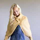 Turtleneck Shrug Bolero Sweater for Women in Beige