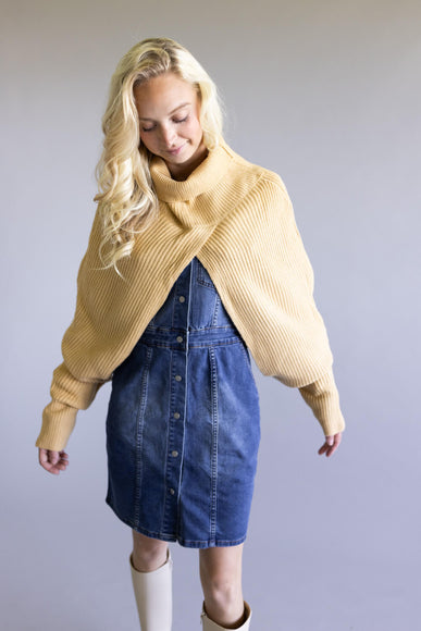 Turtleneck Shrug Bolero Sweater for Women in Beige