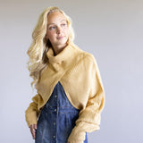 Turtleneck Shrug Bolero Sweater for Women in Beige