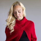 Turtleneck Shrug Bolero Sweater for Women in Red