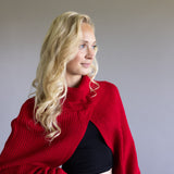 Turtleneck Shrug Bolero Sweater for Women in Red