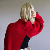 Turtleneck Shrug Bolero Sweater for Women in Red