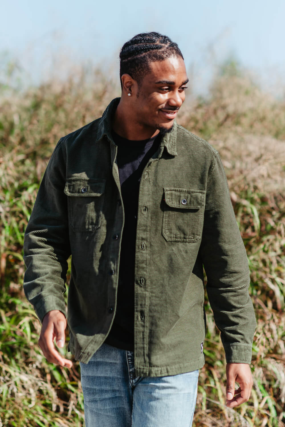 Union Corduroy Shacket for Men in Hunter Green