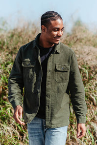 Union Corduroy Shacket for Men in Hunter Green